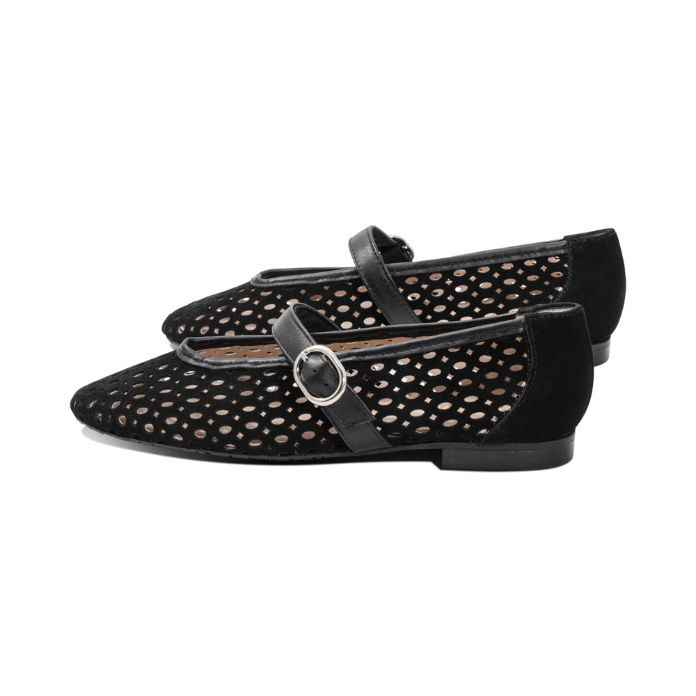 3091-S Black Perforated Suede F25