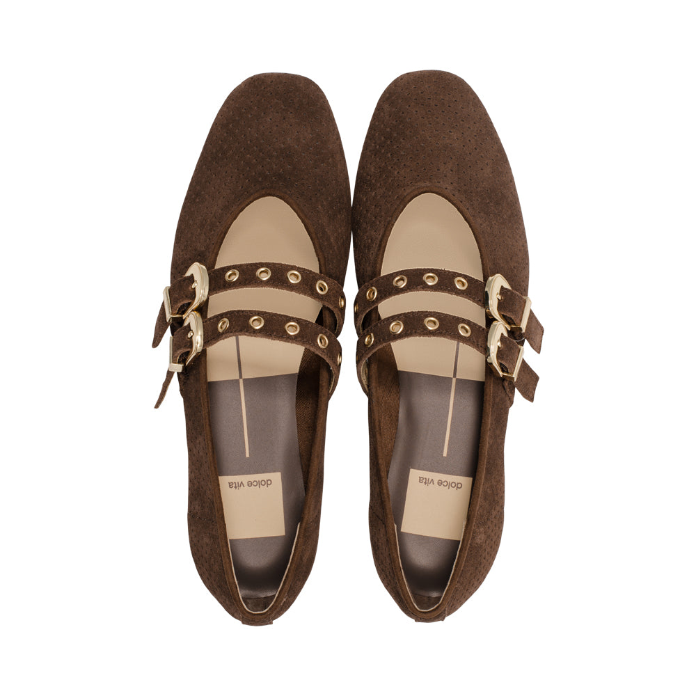 Boylan Dark Brown Perforated Suede F25