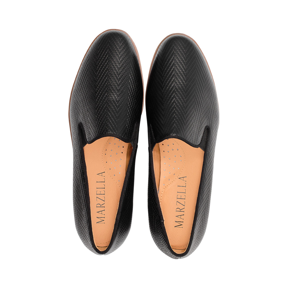 Brescia Black Leather / Zigzag Embossed F25