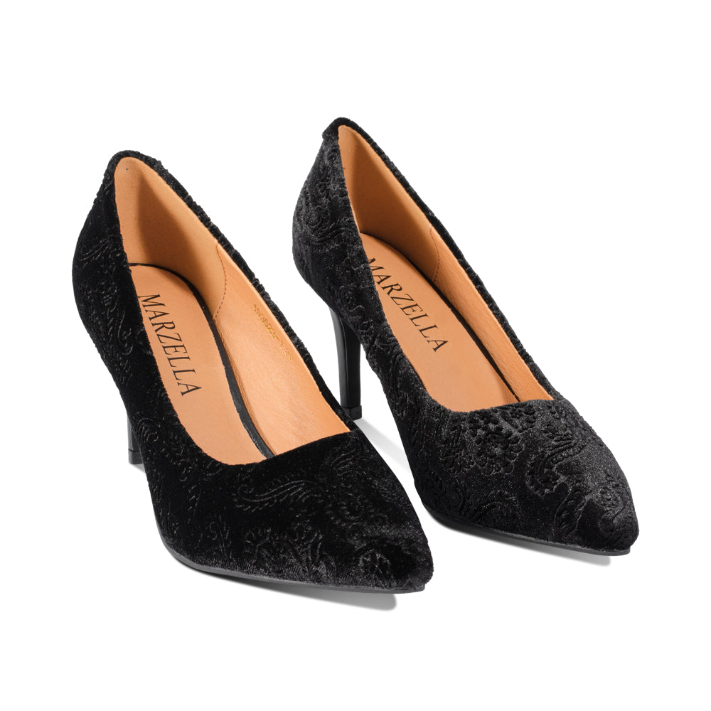 Deleware Black Embossed Velvet F25