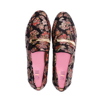 Ira Black Floral Suede F25