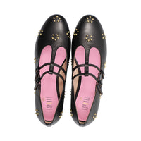 Kitty Studs Black Leather F25