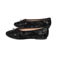 Mel Black Flower Print Leather F25