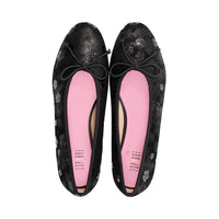 Mel Black Flower Print Leather F25