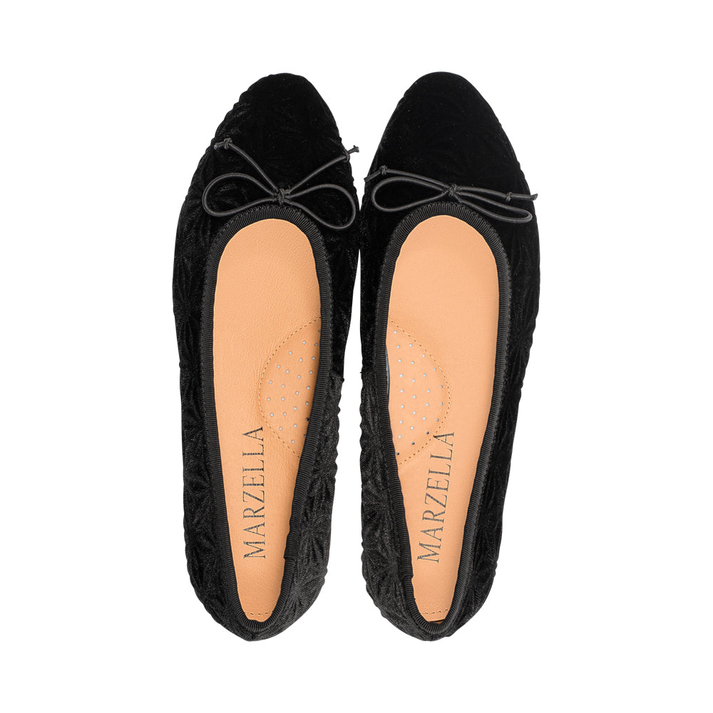 Polina Black Embossed Velvet F25