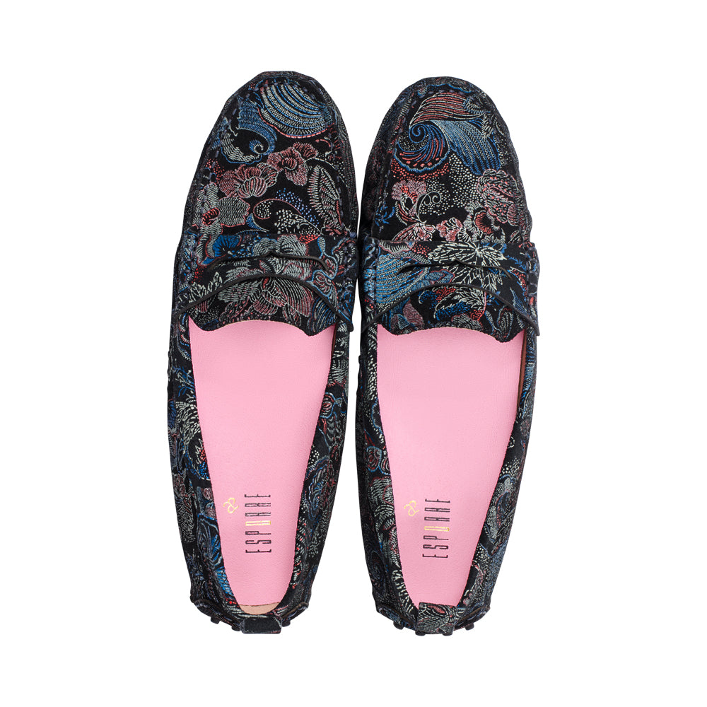 Riv Black Multi Designer Paisley Suede F25