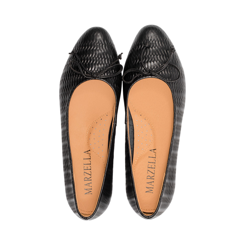 Sammy Black Embossed Leather F25