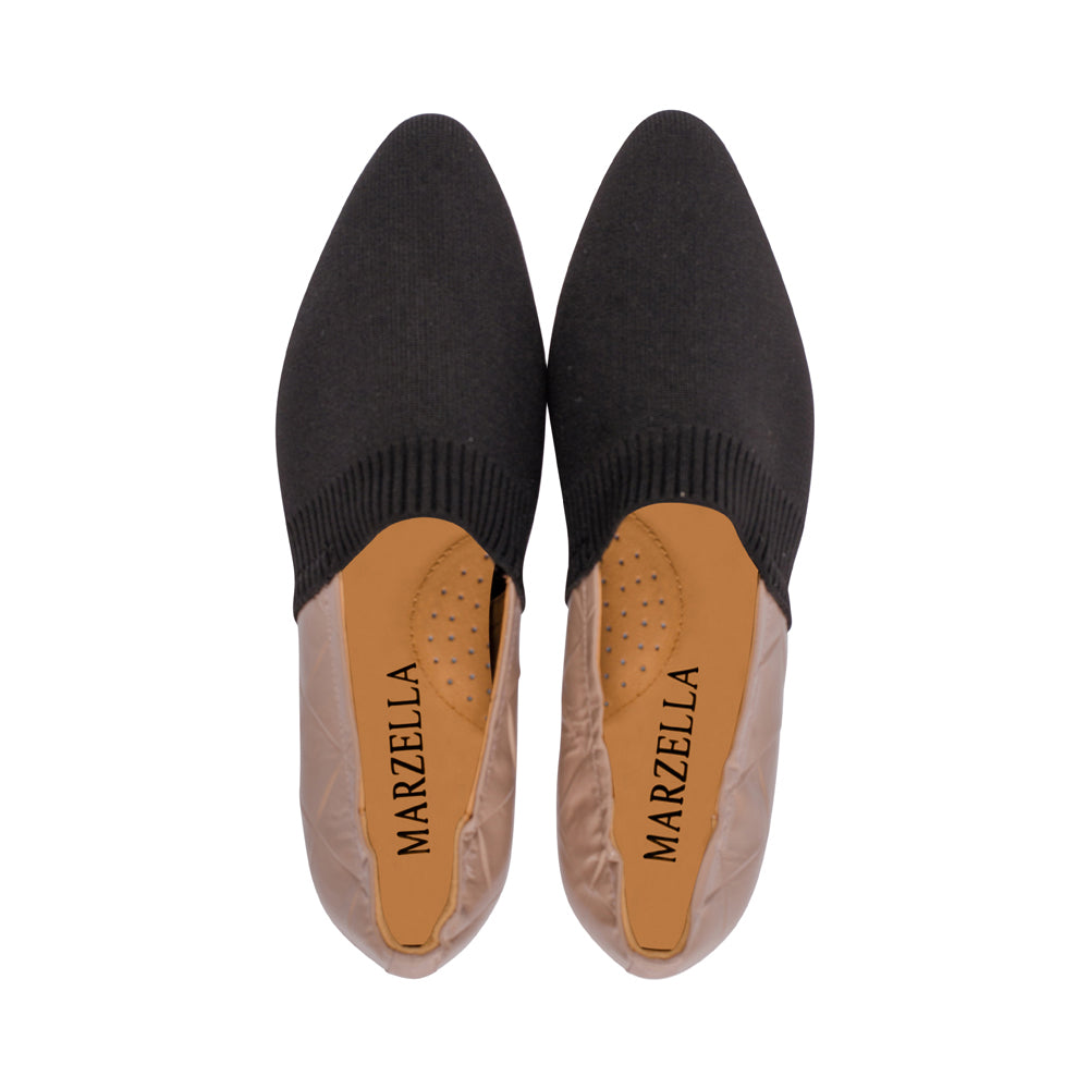 Scilla Black Knit / Taupe Leather S24