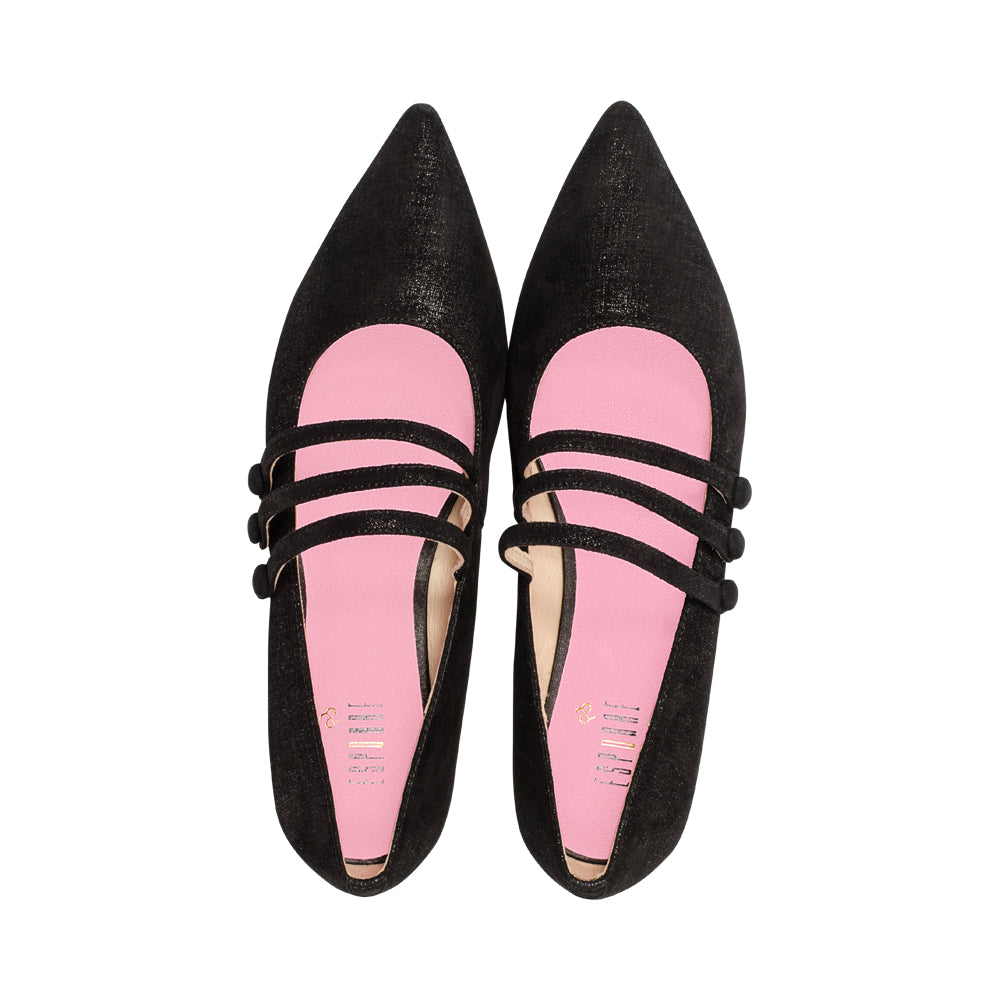 Travis Black Printed Suede F25