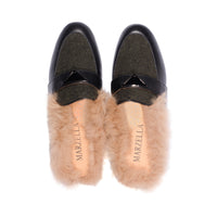 Verbenia Black Leather / Olive Herringbone F23