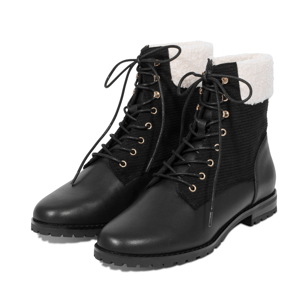 Wyler Black Leather / Corduroy F25