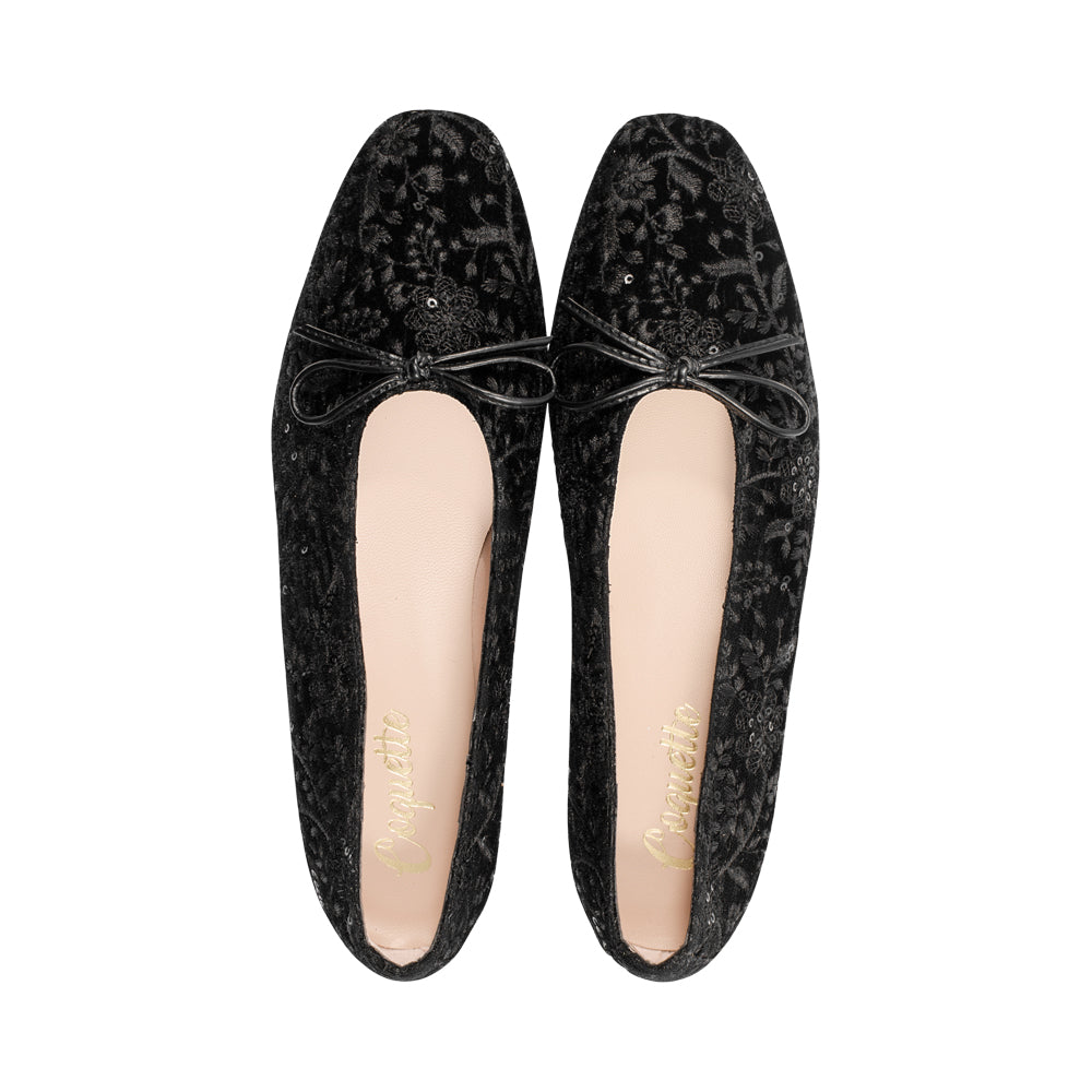 3027L Black Embroidered Velvet F25