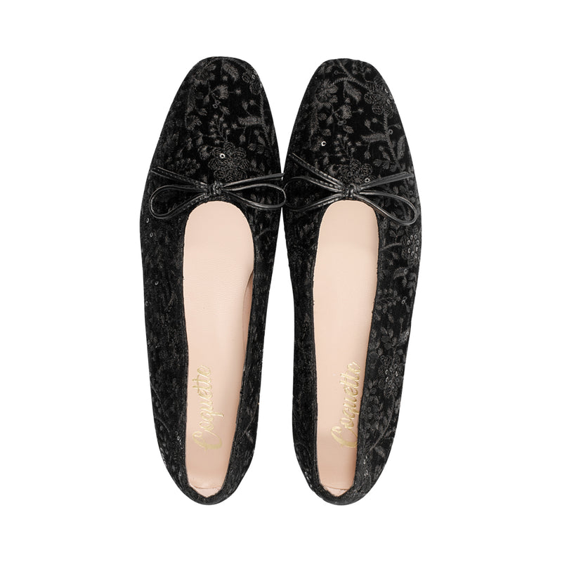 3027L Black Embroidered Velvet F25