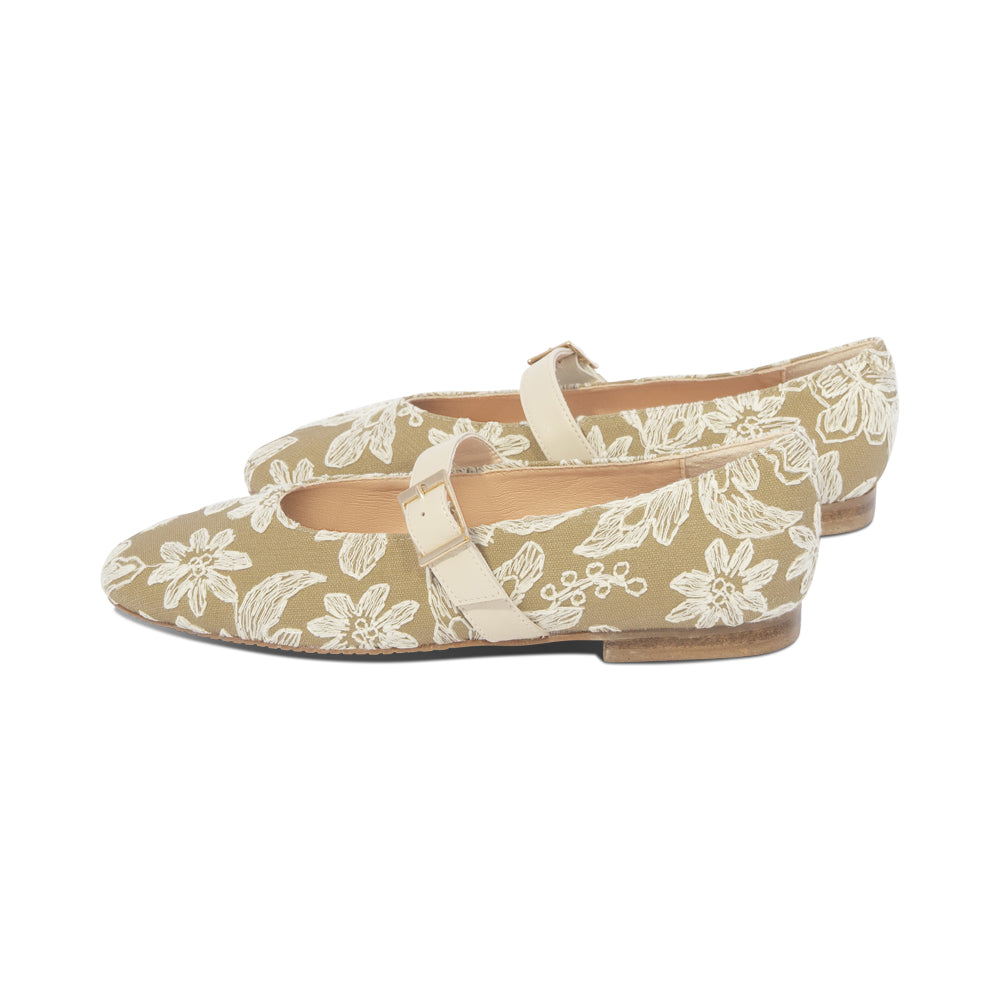 Aloha Natural Cream Embroidered Fabric S26