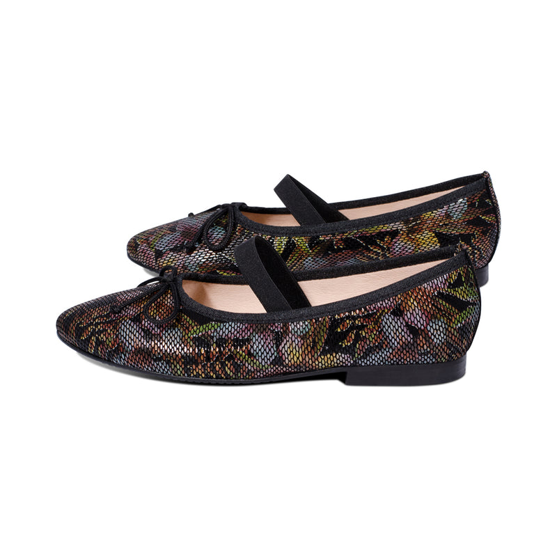 Apo Black Multi Floral Leather F25