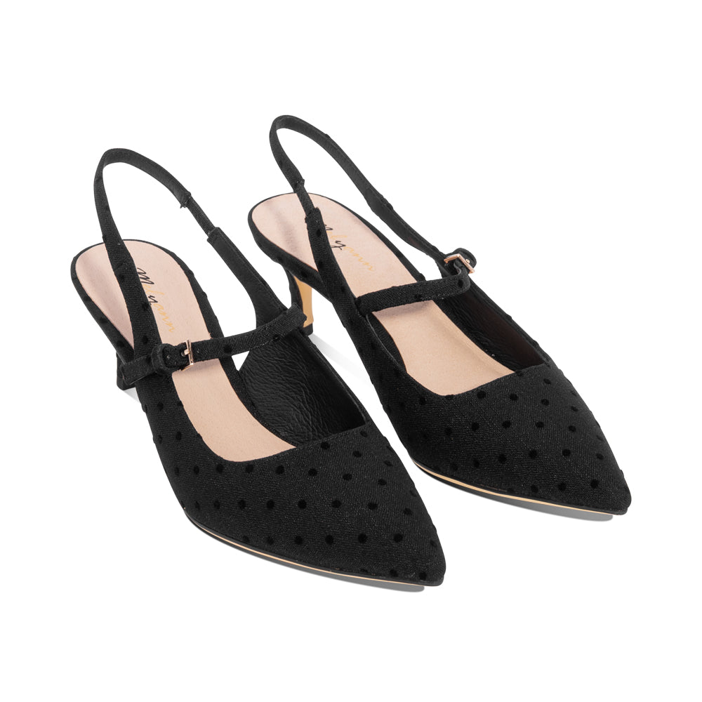 Aron Black Polka Dot Fabric F26