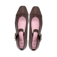 Ayala Chocolate Leather / Grosgrain F26