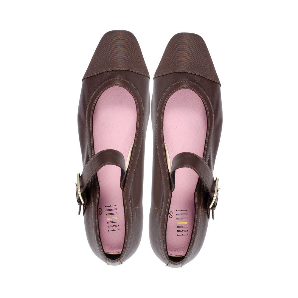 Ayala Chocolate Leather / Grosgrain F26