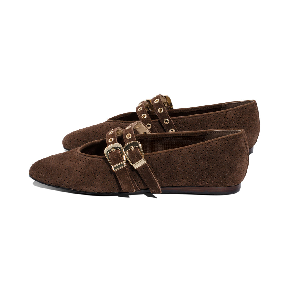 Boylan Dark Brown Perforated Suede F25