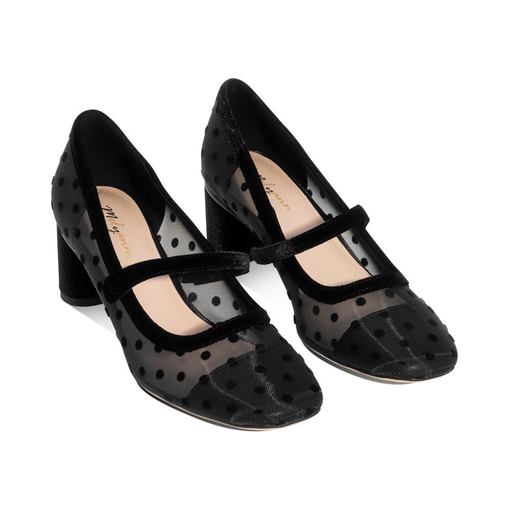 Brana Black Mesh Polka Dots F26