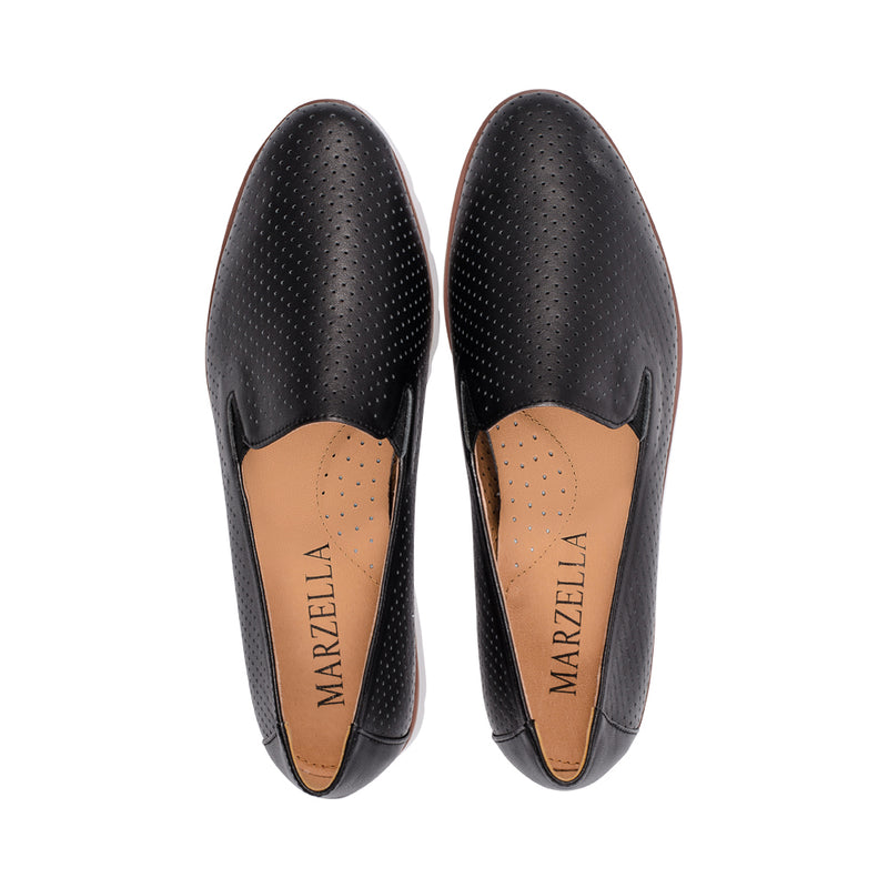 Brescia Black Perforated Leather S25
