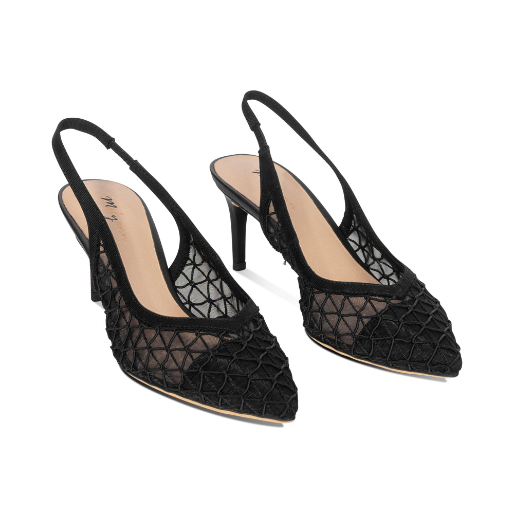 Dite Black Embroidered Mesh S26