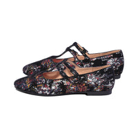Duter Black Printed Metallic Suede F26