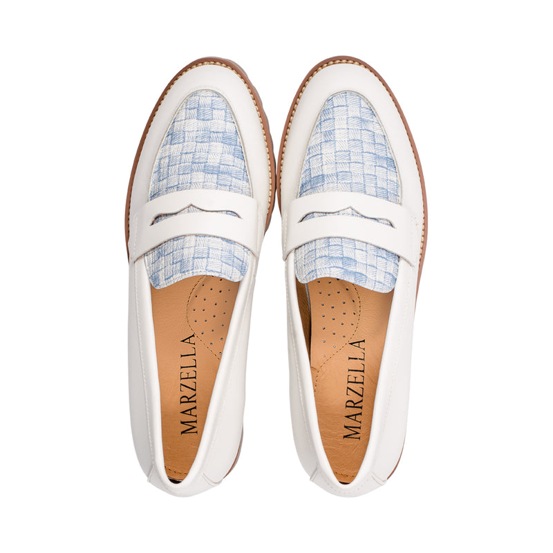 Foggia White Denim Weave Print S25