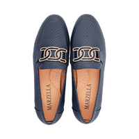 Fray Dark Navy Scale Print F26