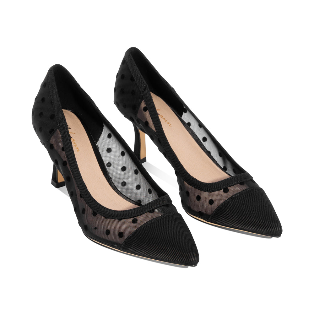 Hannative Black Mesh Polka Dots F26