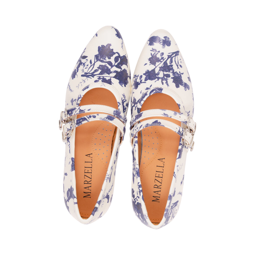 Leva Blue/White Floral Leather S26