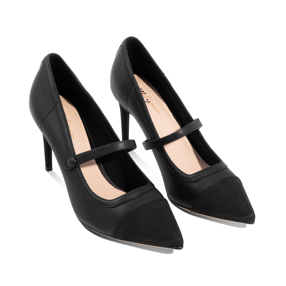 Manna Black Leather / Grosgrain F26