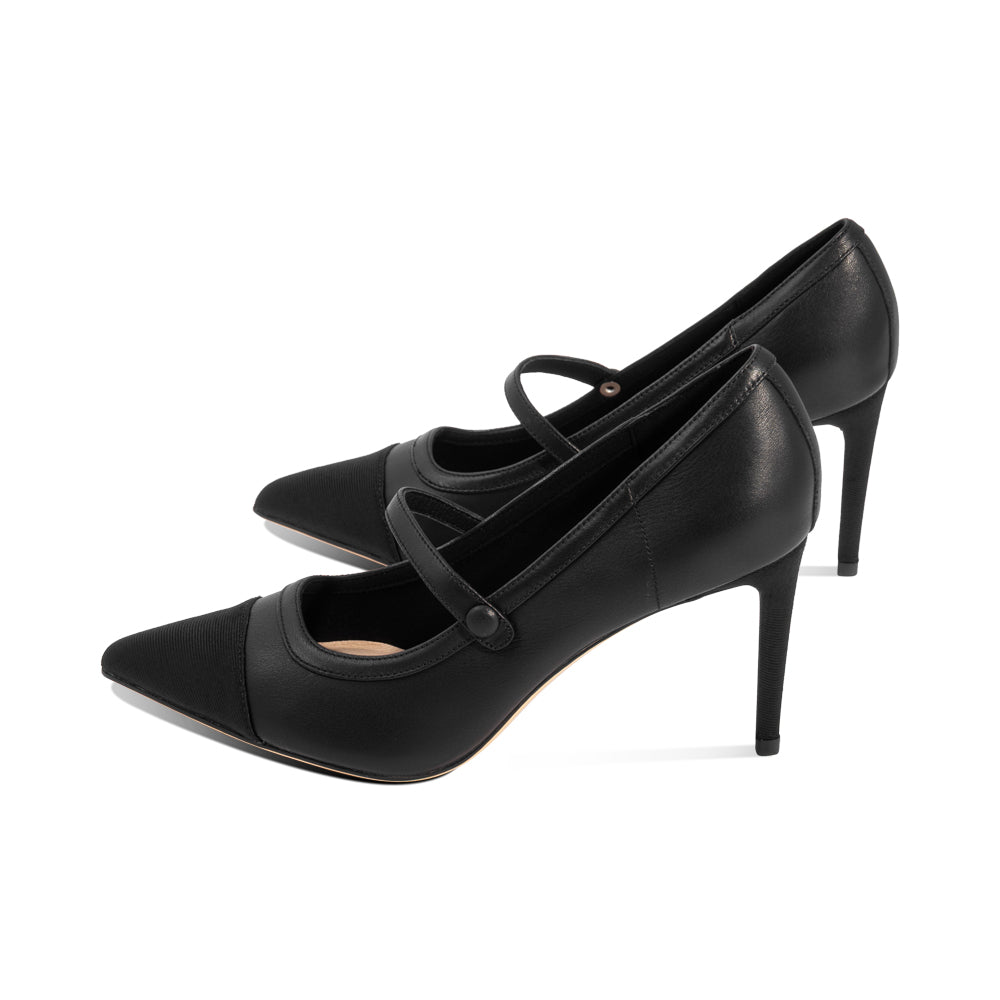 Manna Black Leather / Grosgrain F26
