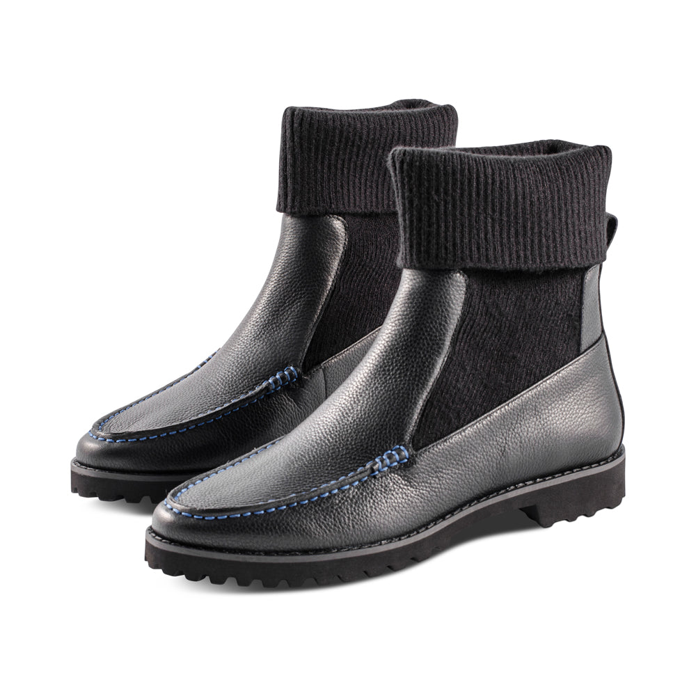 Moccer Black Leather / Royal Blue F23