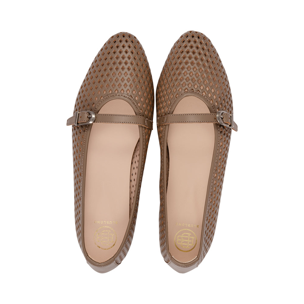 Natalie2 Taupe Laser Cut Leather S26