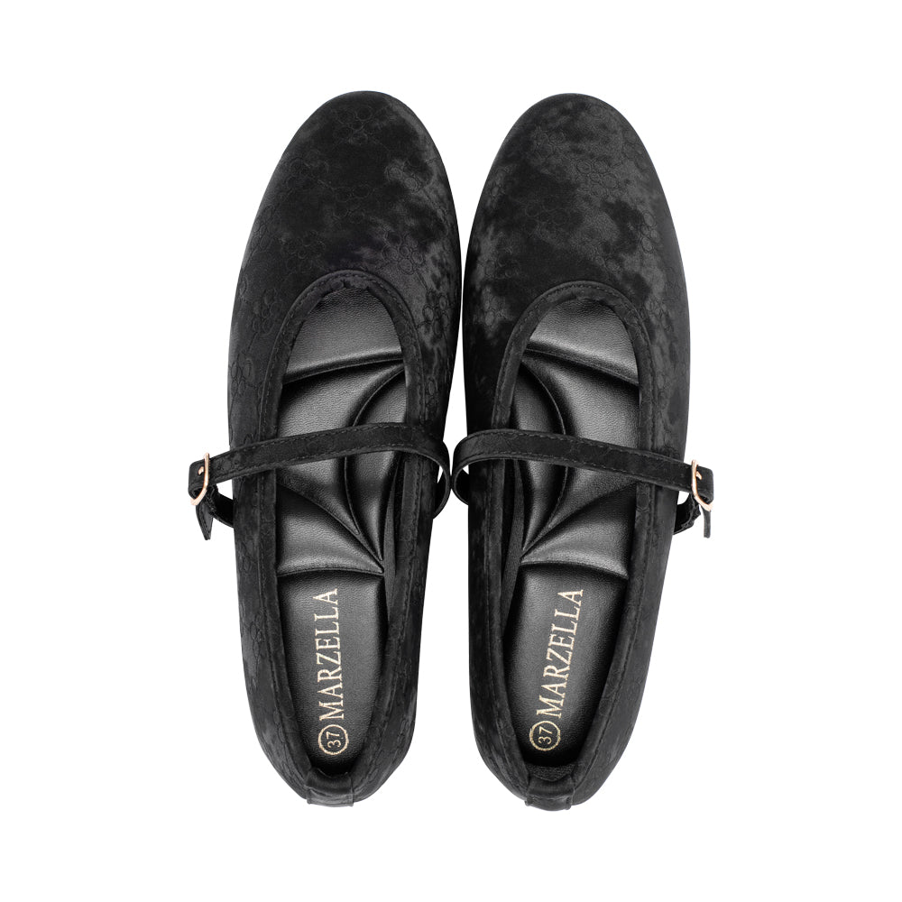 Evara Black Embossed Flowers F26