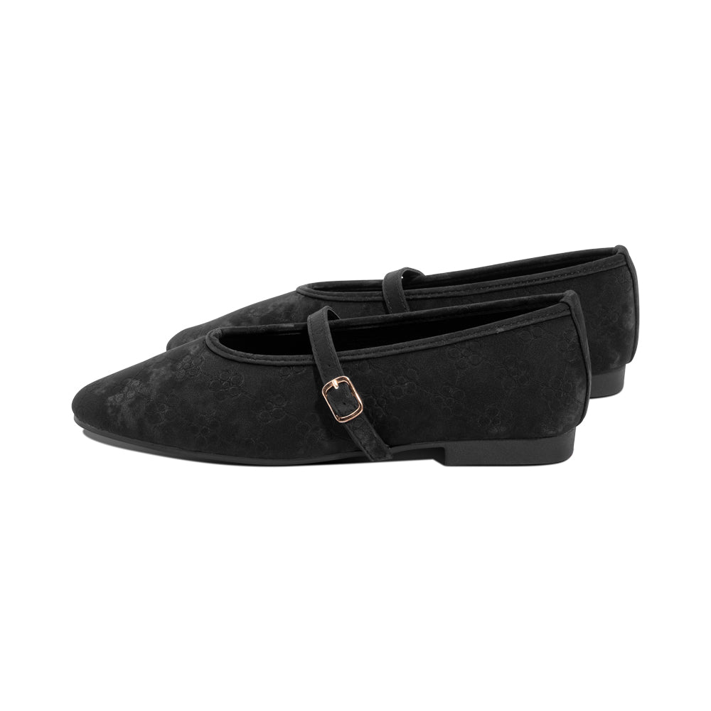 Evara Black Embossed Flowers F26