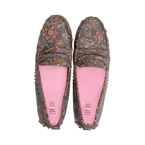 Riv Grey Floral Suede F25