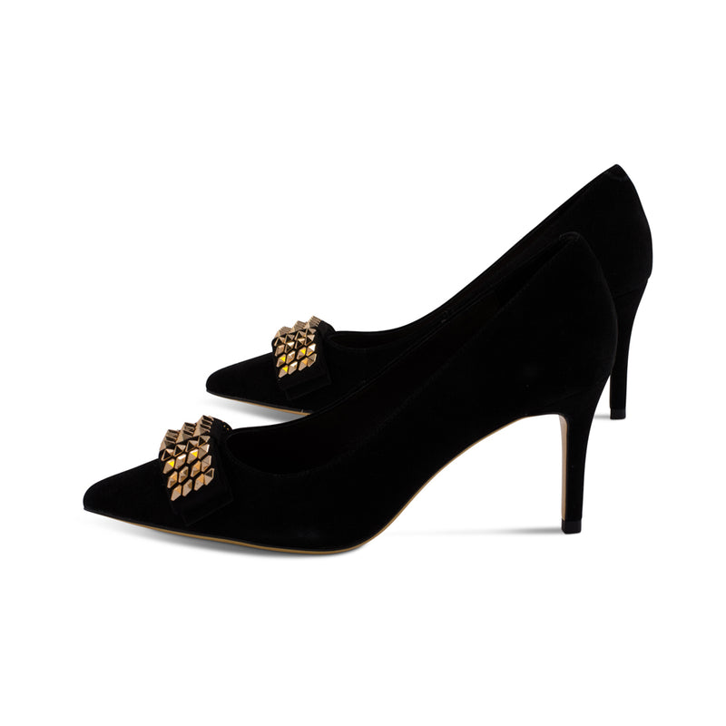 Rox Black Suede Studded / Bow F24