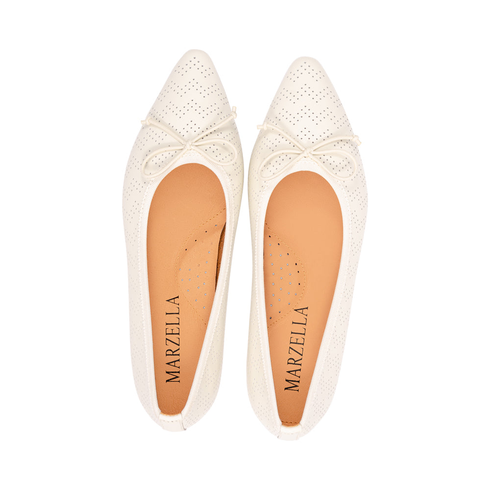 Sara Ivory Perforated Leather S26
