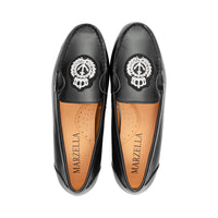 Sassari Black Granulated Leather w/ Embroidery F26