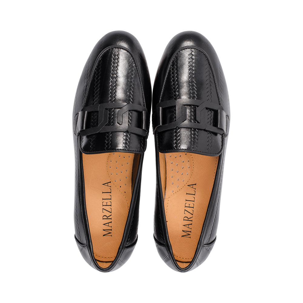 Trento Black Embossed Leather S25