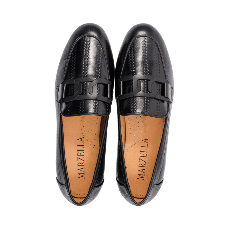 Trento Black Embossed Leather S25