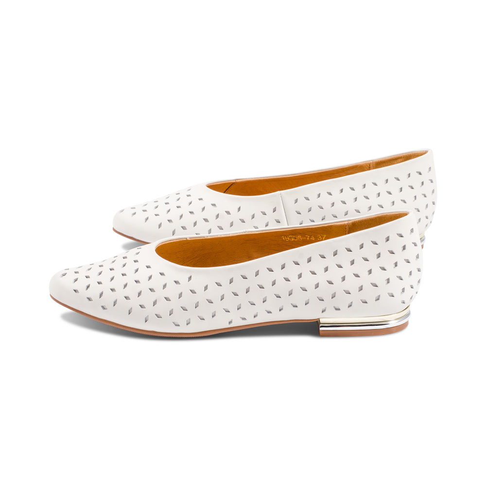 Turin Ivory Perforated Leather S25