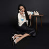 Inez Ivory / Black Leather S25