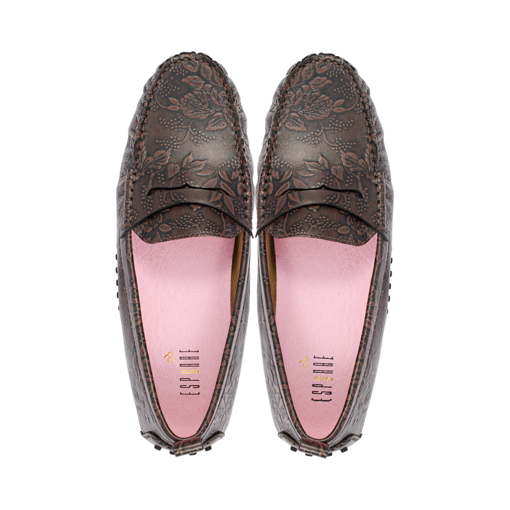 Riv Chocolate Embossed Leather F26